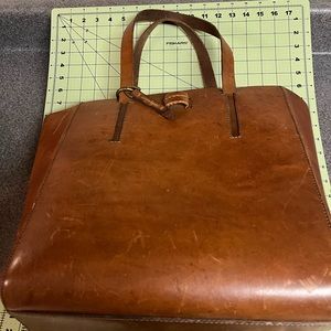 Lucky Brand Cognac Leather tote 13x12x5 inches. Rarely used. No sign of wear.
